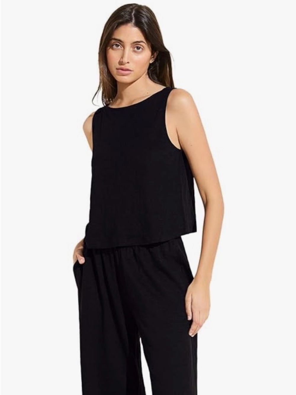 Eberjey Black Boxy Sleeveless Tank Sz M **NWT**